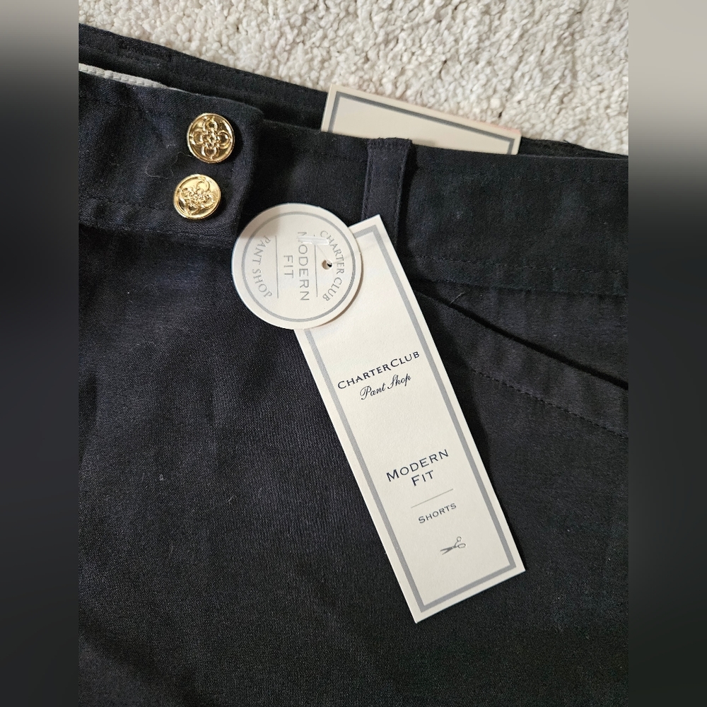 NWT CHARTER CLUB Black Cotton Walking Shorts | SZ 10 - Picture 4 of 12
